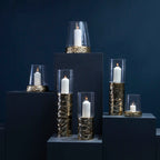 Small Gold Hurricane Candle Holder