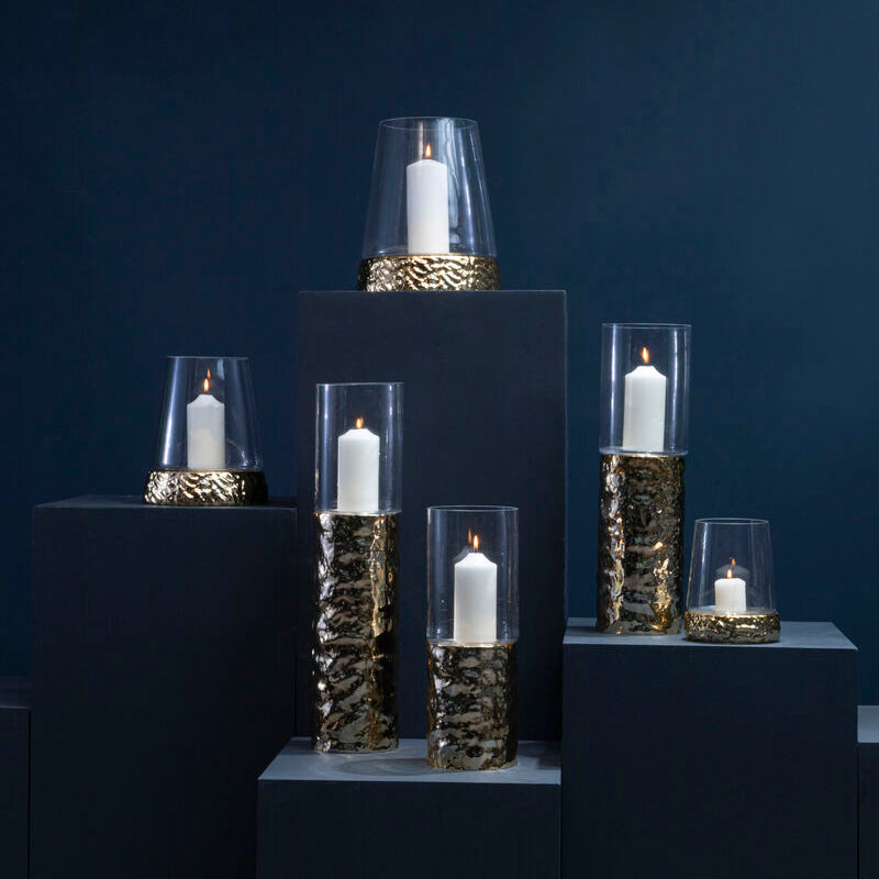 Small Gold Hurricane Candle Holder