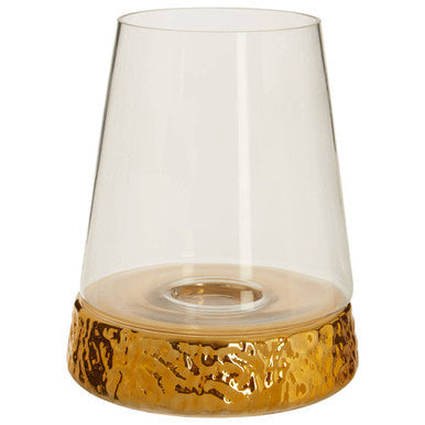 Large Hurricane Gold Candle Holder