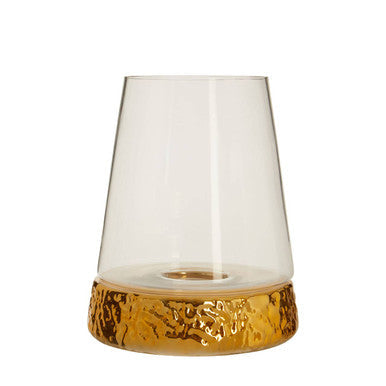 Large Hurricane Gold Candle Holder