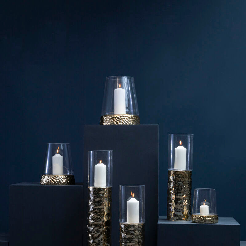 Large Hurricane Gold Candle Holder