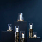 Large Hurricane Gold Candle Holder