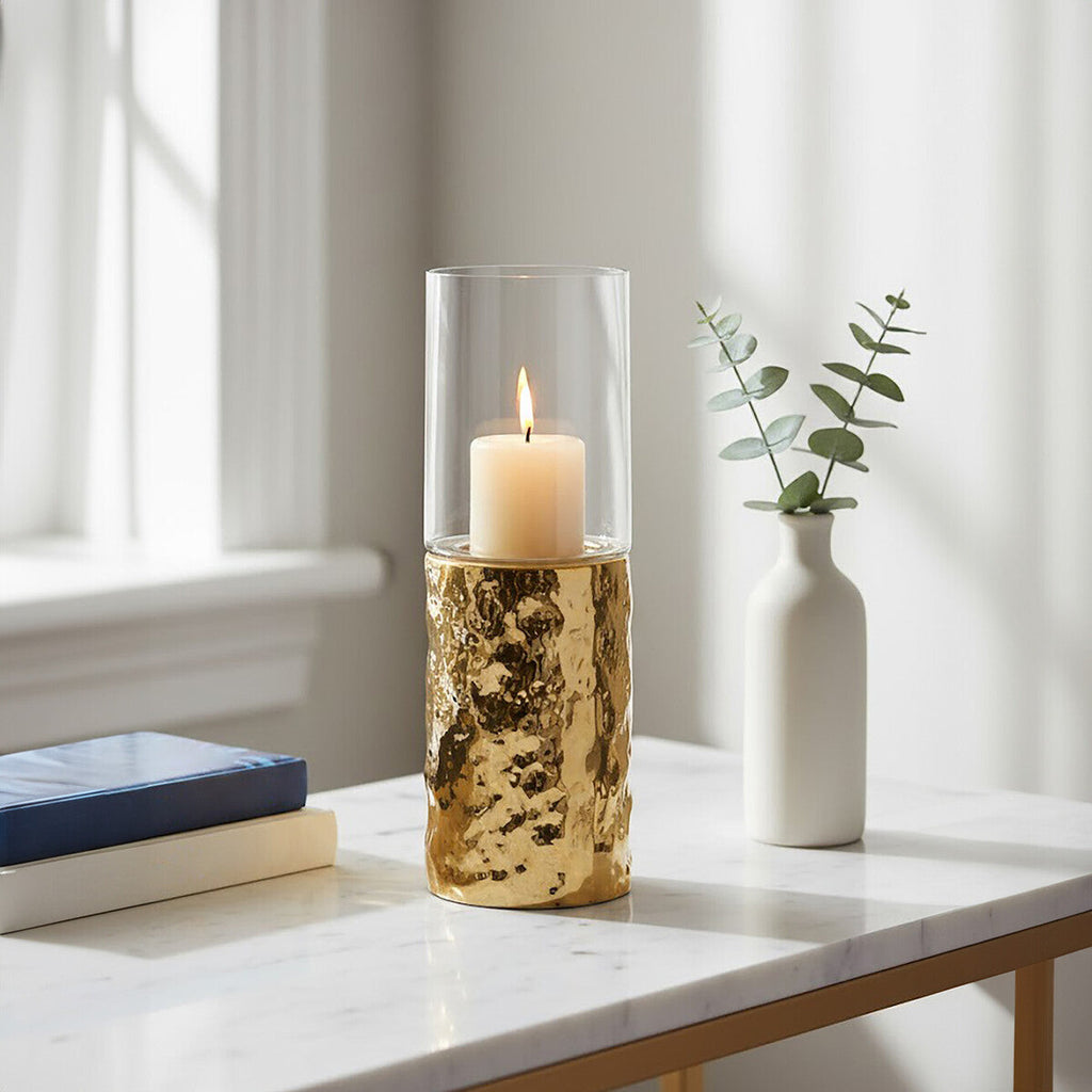 Small Pillar Gold Candle Holder