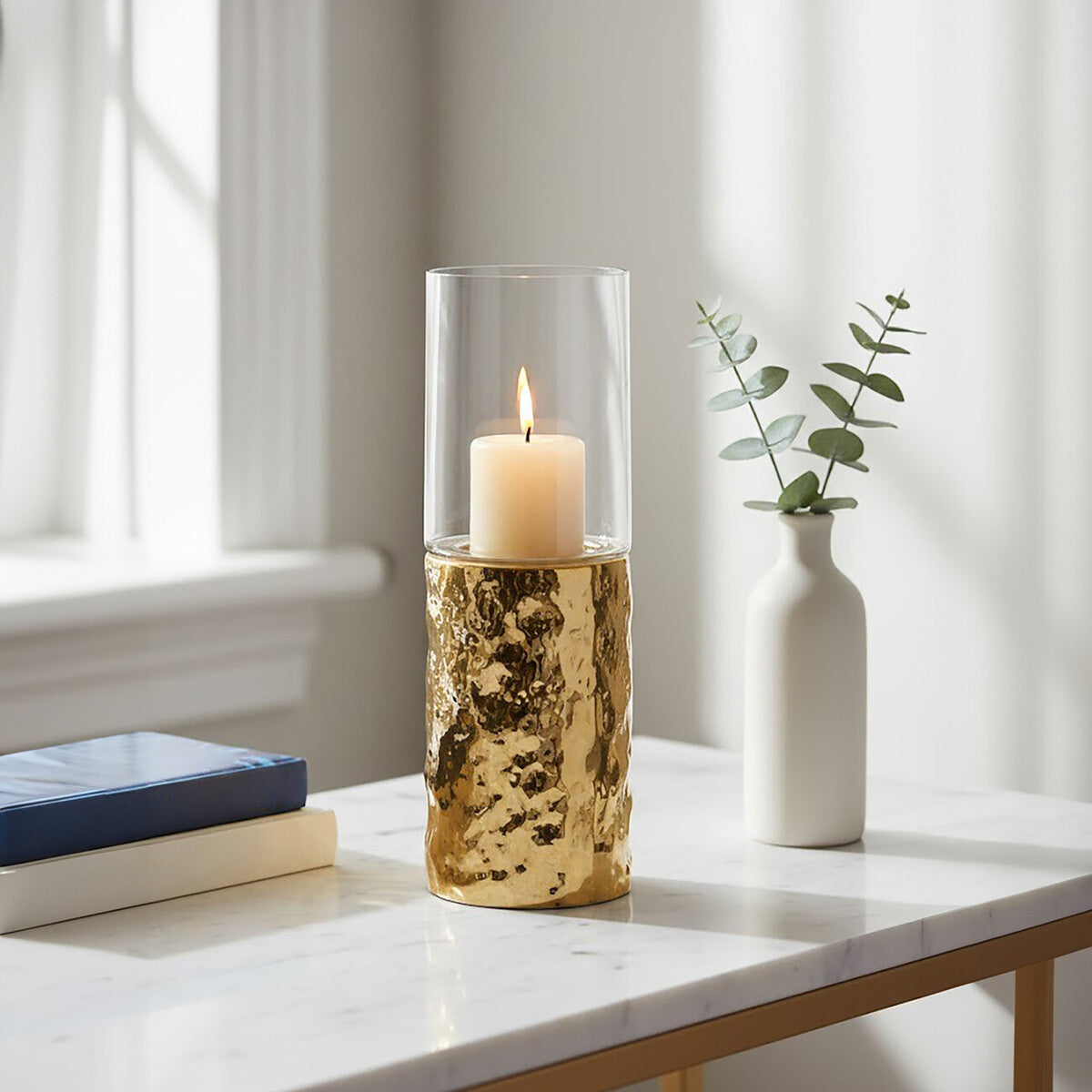 Small Pillar Gold Candle Holder