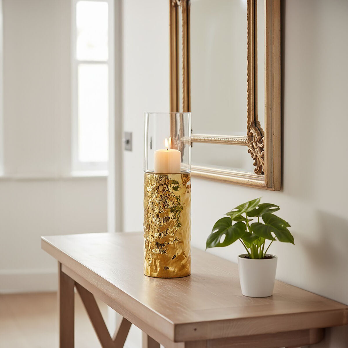 Medium Pillar Gold Candle Holder