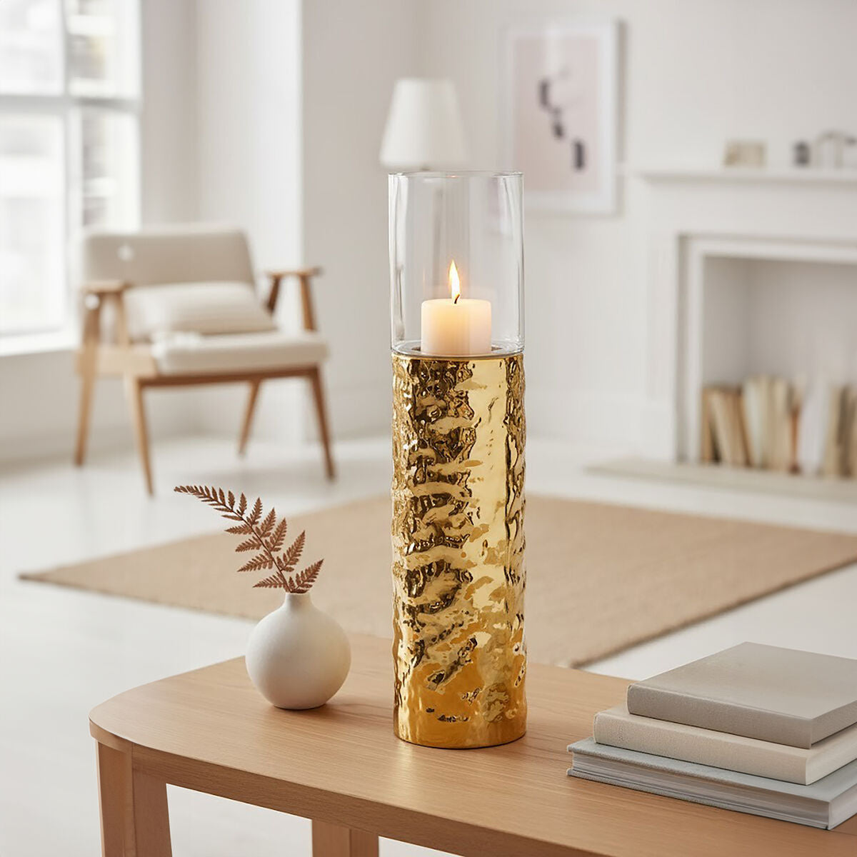 Large Pillar Gold Candle Holder