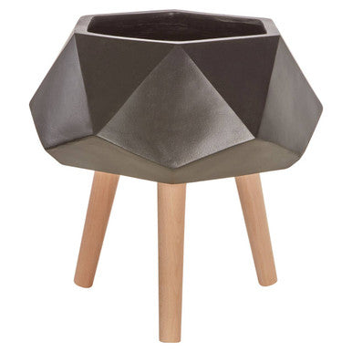 Small Black Geometric Planter with Legs