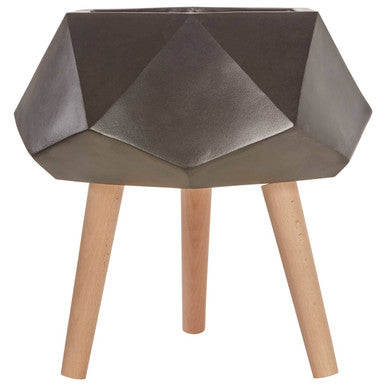 Small Black Geometric Planter with Legs