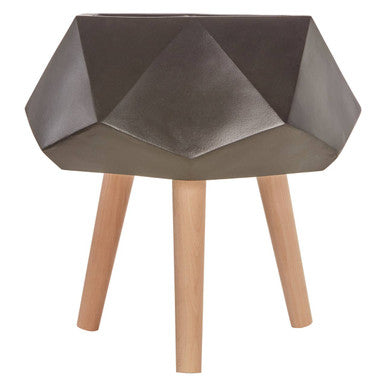 Small Black Geometric Planter with Legs