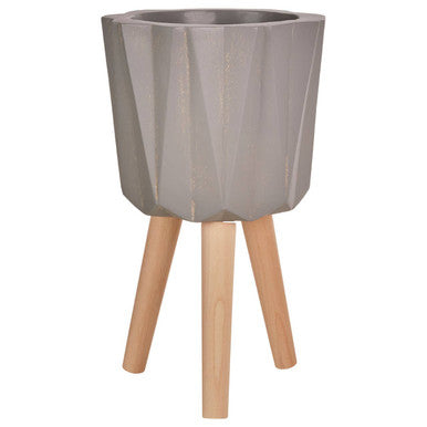 Small Grey Faceted Planter