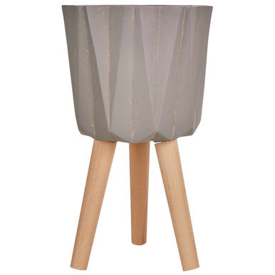 Small Grey Faceted Planter