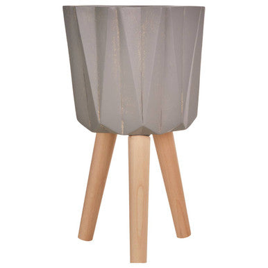 Small Grey Faceted Planter