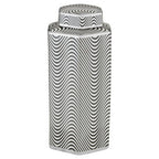 Hexagonal Silver Rim Large Ceramic Jar