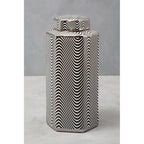 Hexagonal Silver Rim Large Ceramic Jar