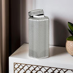 Hexagonal Silver Rim Large Ceramic Jar