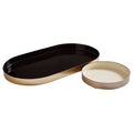 Set of Two Black and Cream Trays
