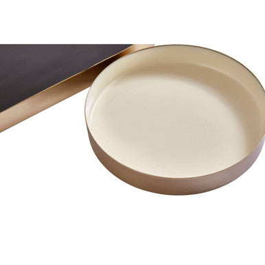 Set of Two Black and Cream Trays