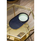 Set of Two Navy and Gold Trays