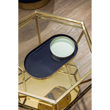 Set of Two Navy and Gold Trays