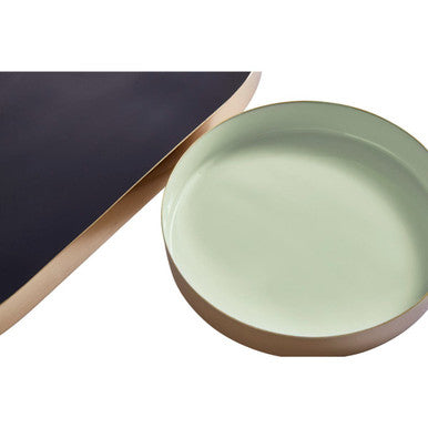 Set of Two Navy and Gold Trays