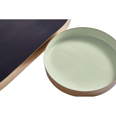 Set of Two Navy and Gold Trays