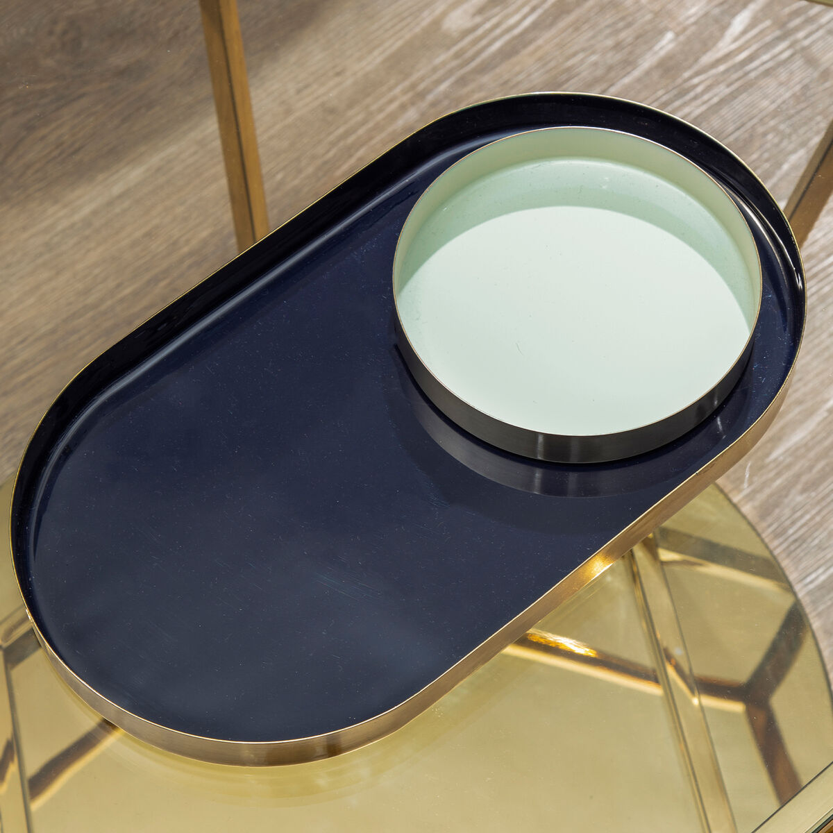 Set of Two Navy and Gold Trays