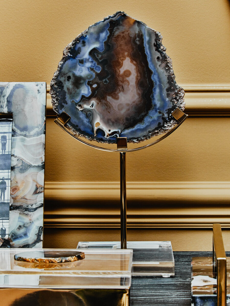 Black and Gold Agate Sculpture