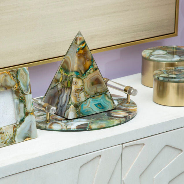 Green and Gold Agate Tray