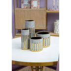 Grey and Gold Veined Small Ceramic Vase