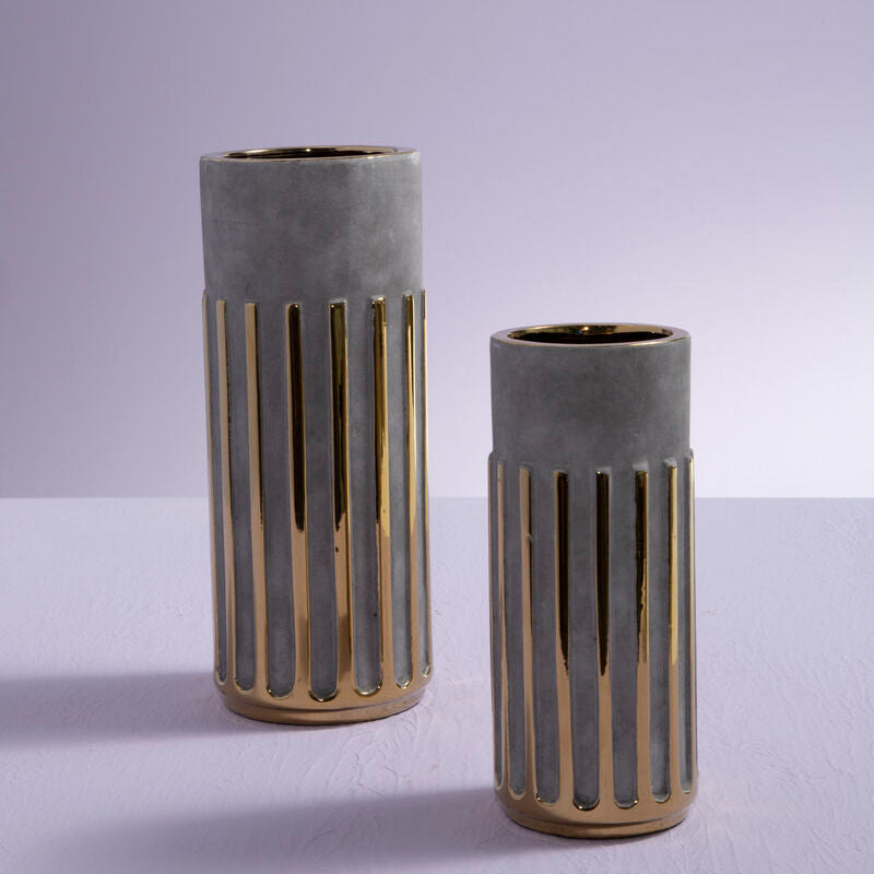Grey and Gold Veined Large Ceramic Vase