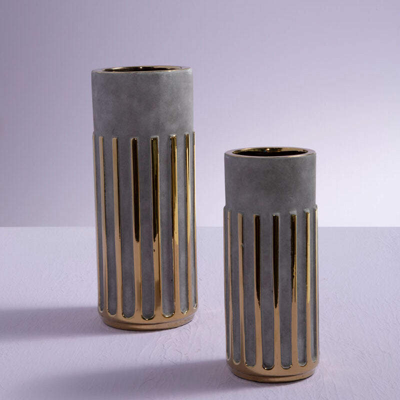 Grey and Gold Veined Small Ceramic Vase