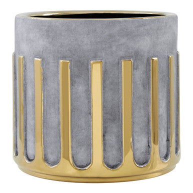 Grey Glaze Gold Rim Small Ceramic Planter
