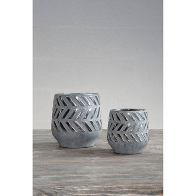 Grey and Silver Large Ceramic Planter