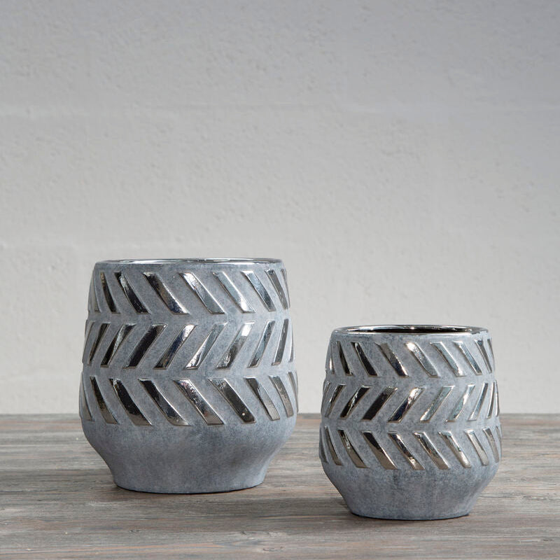 Grey and Silver Large Ceramic Planter