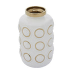 Large White and Gold Ceramic Vase