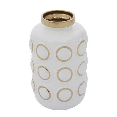 Large White and Gold Ceramic Vase