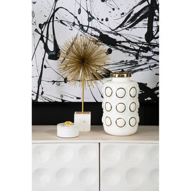 Large White and Gold Ceramic Vase