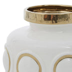 Large White and Gold Ceramic Vase