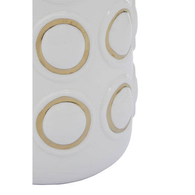Large White and Gold Ceramic Vase