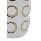 White and Gold Circle Pattern Small Ceramic Vase