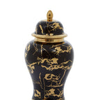 Large Marble Effect Black and Gold Ceramic Jar