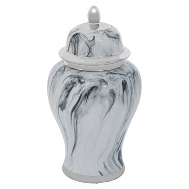 Grey and White Marble Effect Small Ceramic Jar