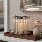 Small Silver and Glass Candle Holder
