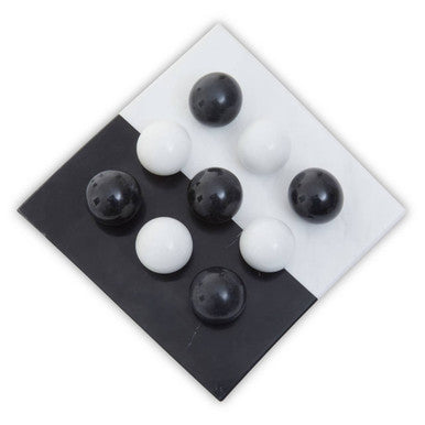 Black and White Tic Tac Toe Marble Game