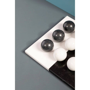 Black and White Tic Tac Toe Marble Game