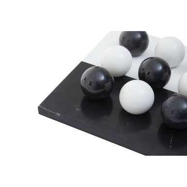 Black and White Tic Tac Toe Marble Game
