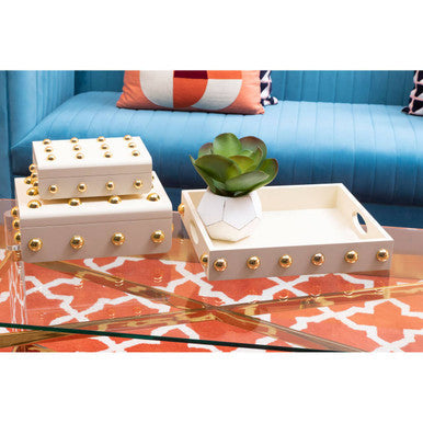 Cream and Gold Studded Tray