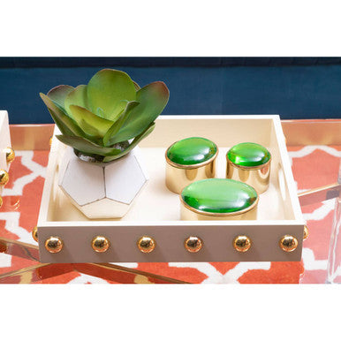 Cream and Gold Studded Tray