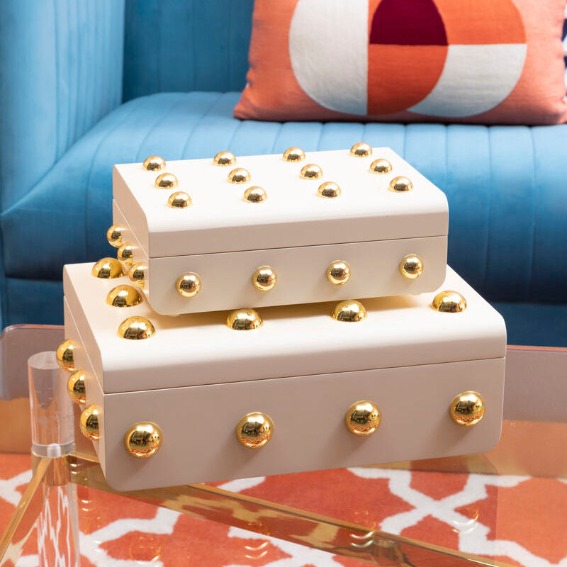 Small Cream and Gold Trinket Box