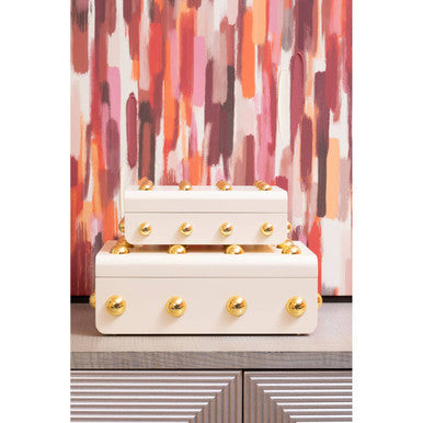 Large Cream and Gold Trinket Box